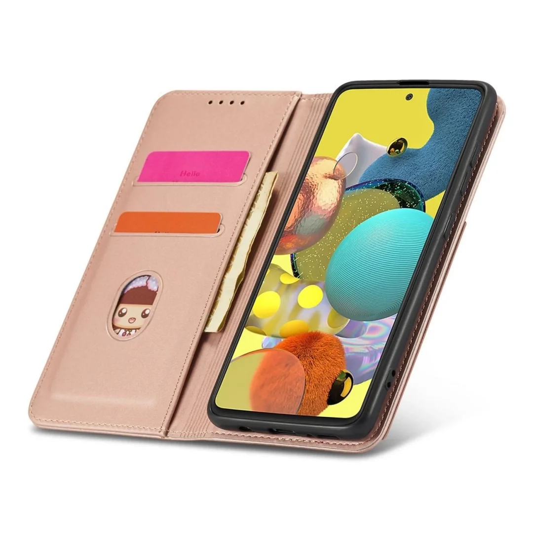 Magnet Card Case etui do Samsung Galaxy A12 5G pokrowiec portfel na karty kartę podstawka różowy - 24
