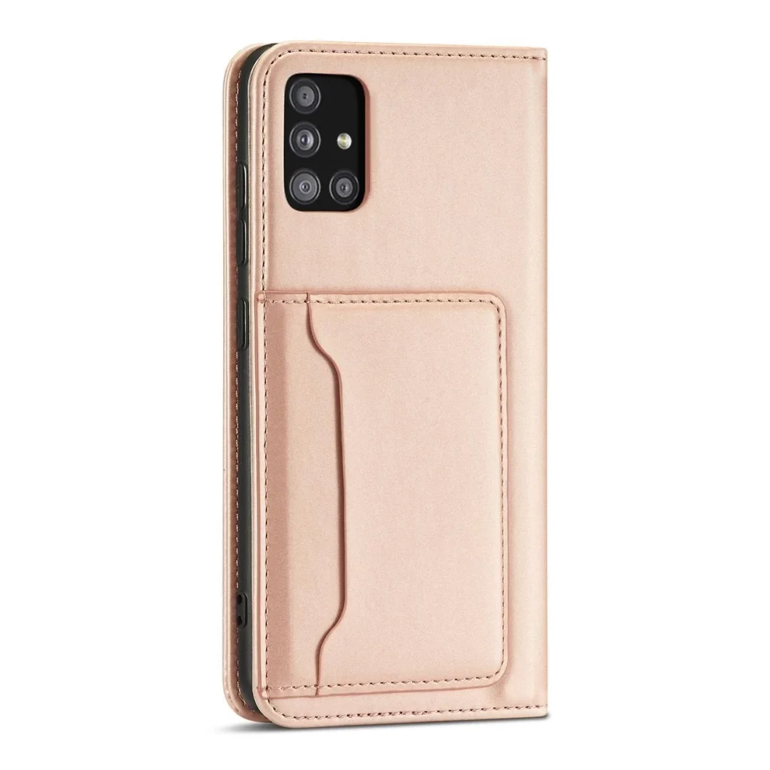 Magnet Card Case etui do Samsung Galaxy A13 5G pokrowiec portfel na karty kartę podstawka różowy - 21