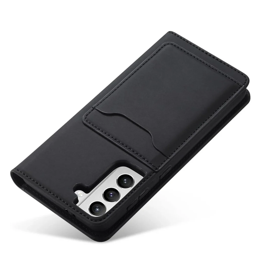Magnet Card Case etui do Samsung Galaxy S22+ (S22 Plus) pokrowiec portfel na karty kartę podstawka czarny - 24