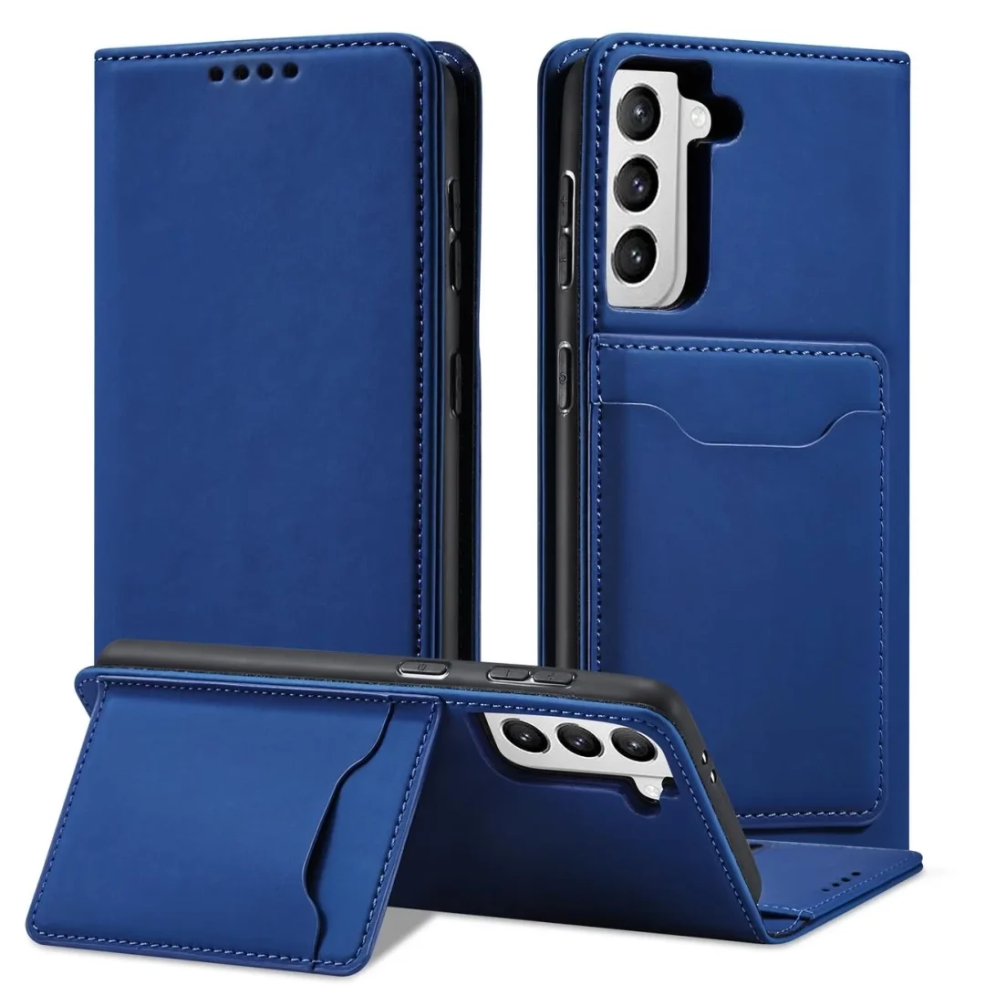Magnet Card Case etui do Samsung Galaxy S22+ (S22 Plus) pokrowiec portfel na karty kartę podstawka niebieski - 15