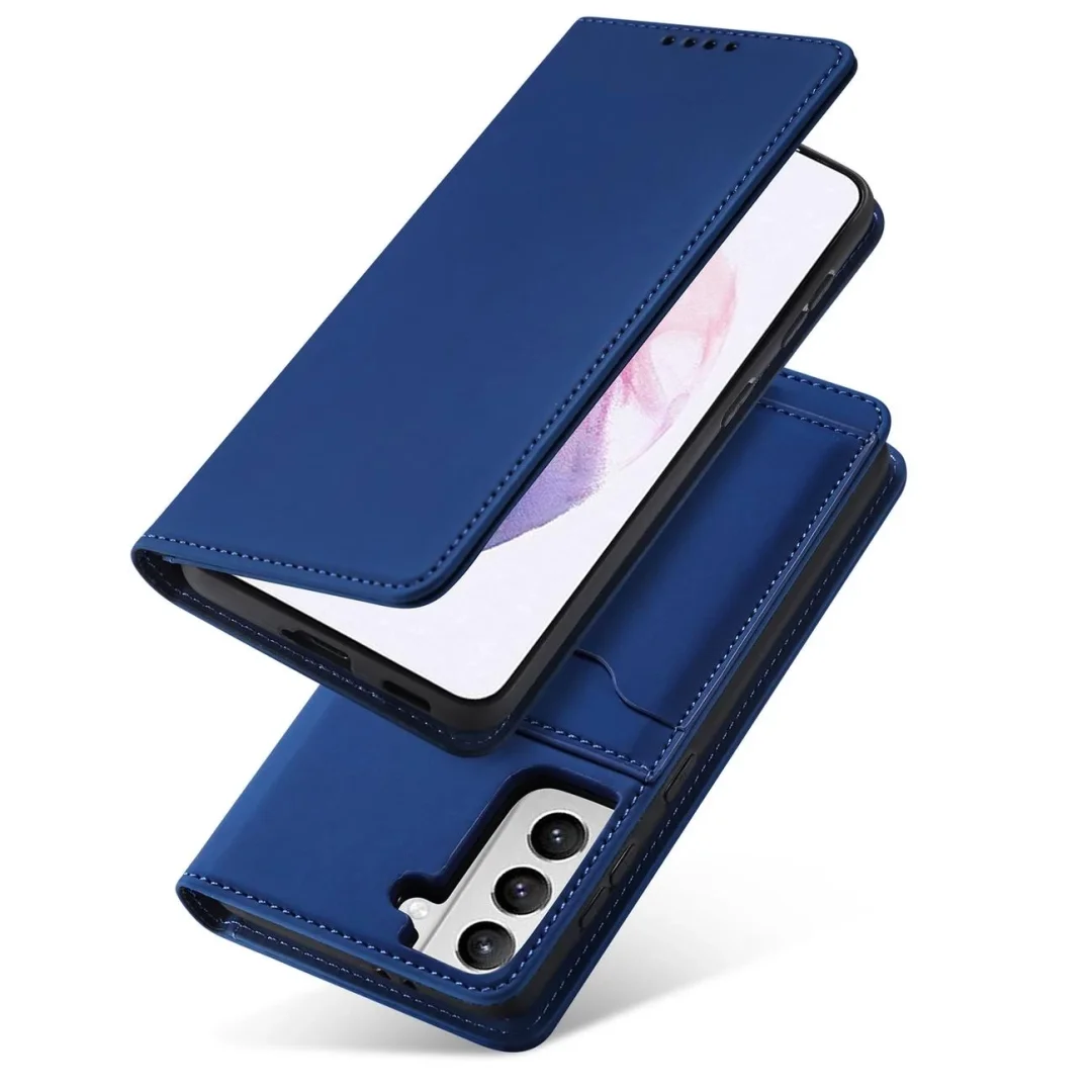 Magnet Card Case etui do Samsung Galaxy S22+ (S22 Plus) pokrowiec portfel na karty kartę podstawka niebieski - 26