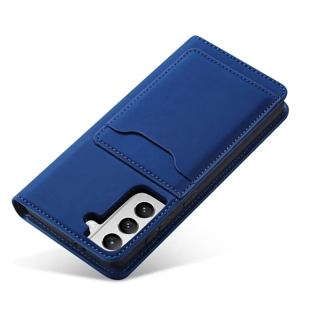 Magnet Card Case etui do Samsung Galaxy S22+ (S22 Plus) pokrowiec portfel na karty kartę podstawka niebieski - 17