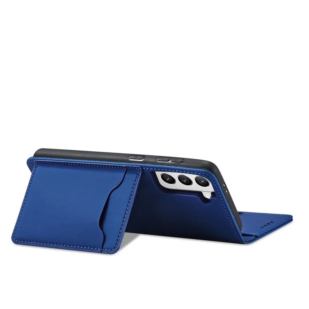 Magnet Card Case etui do Samsung Galaxy S22+ (S22 Plus) pokrowiec portfel na karty kartę podstawka niebieski - 19