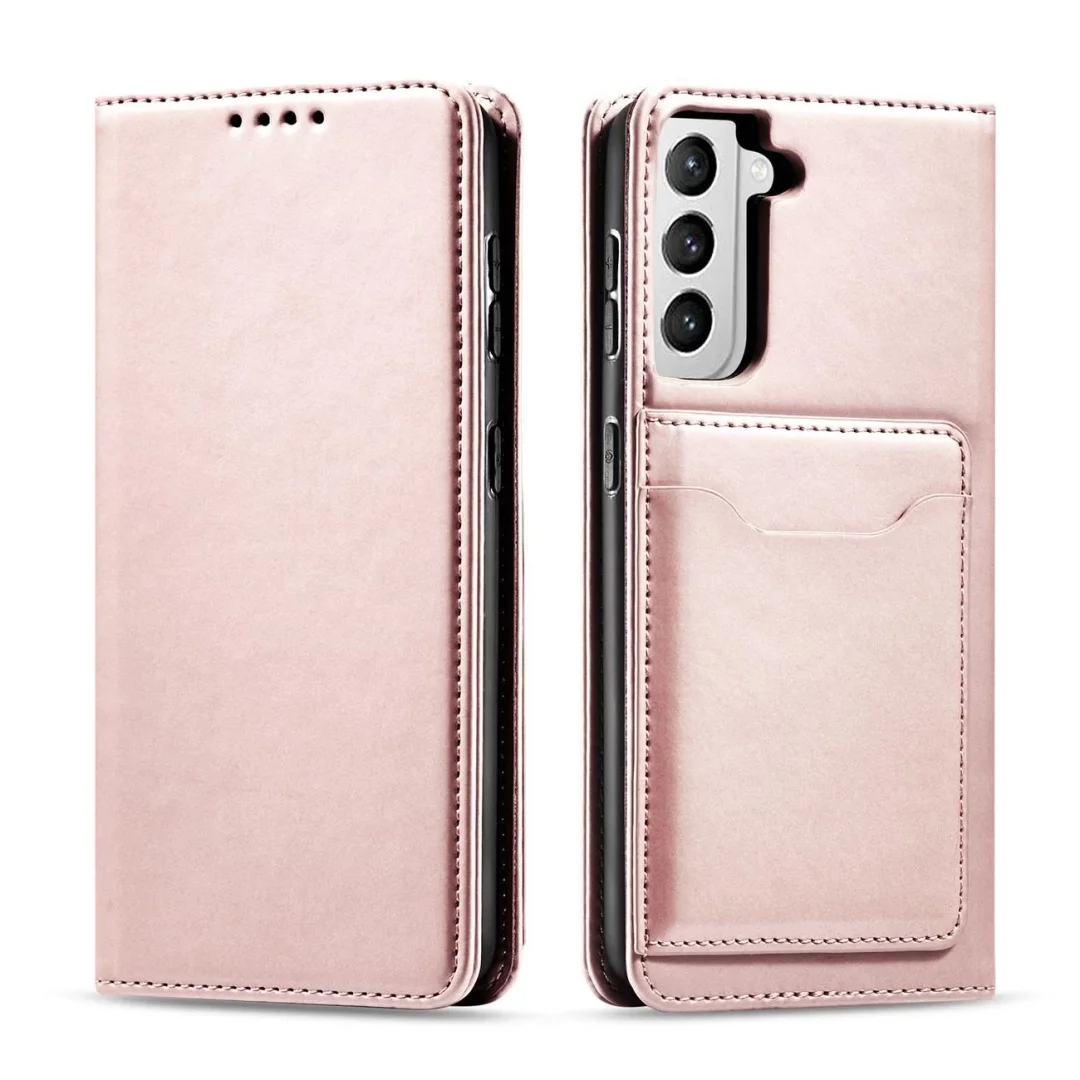 Magnet Card Case etui do Samsung Galaxy S22+ (S22 Plus) pokrowiec portfel na karty kartę podstawka różowy - 14