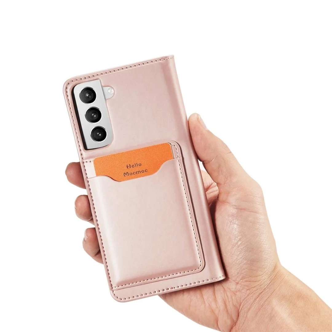 Magnet Card Case etui do Samsung Galaxy S22+ (S22 Plus) pokrowiec portfel na karty kartę podstawka różowy - 24