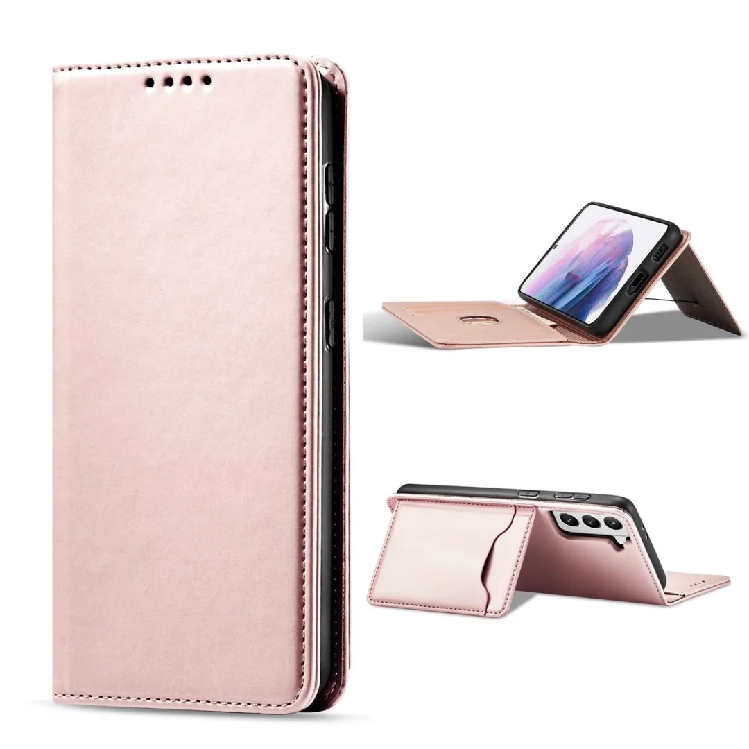 Magnet Card Case etui do Samsung Galaxy S22+ (S22 Plus) pokrowiec portfel na karty kartę podstawka różowy - 17
