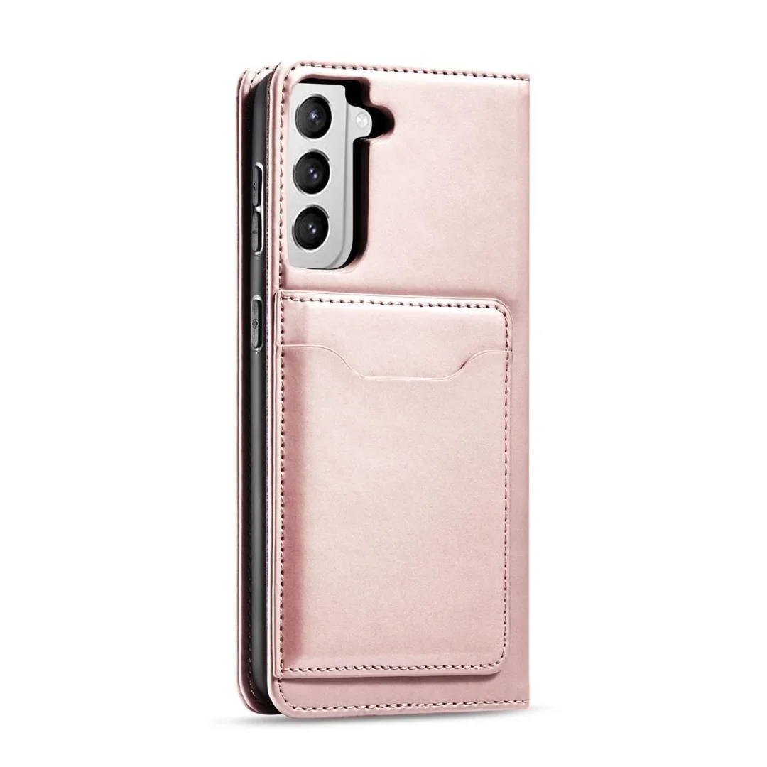 Magnet Card Case etui do Samsung Galaxy S22+ (S22 Plus) pokrowiec portfel na karty kartę podstawka różowy - 20
