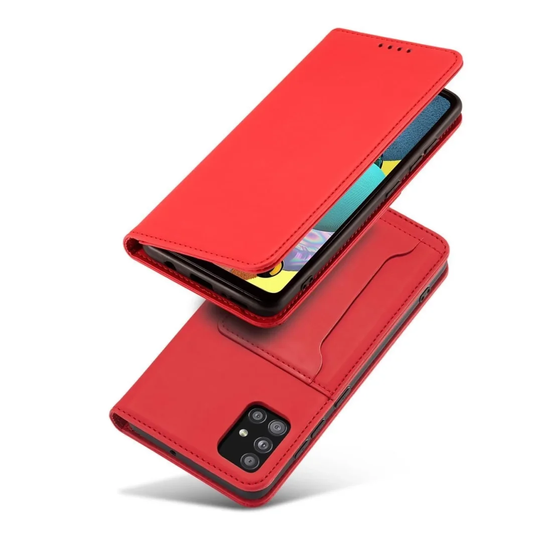 Magnet Card Case etui do Xiaomi Redmi Note 11 pokrowiec portfel na karty kartę podstawka czerwony - 16