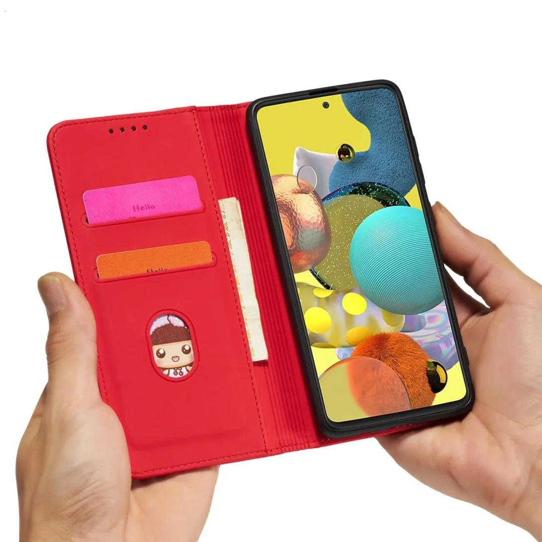 Magnet Card Case etui do Xiaomi Redmi Note 11 pokrowiec portfel na karty kartę podstawka czerwony - 27