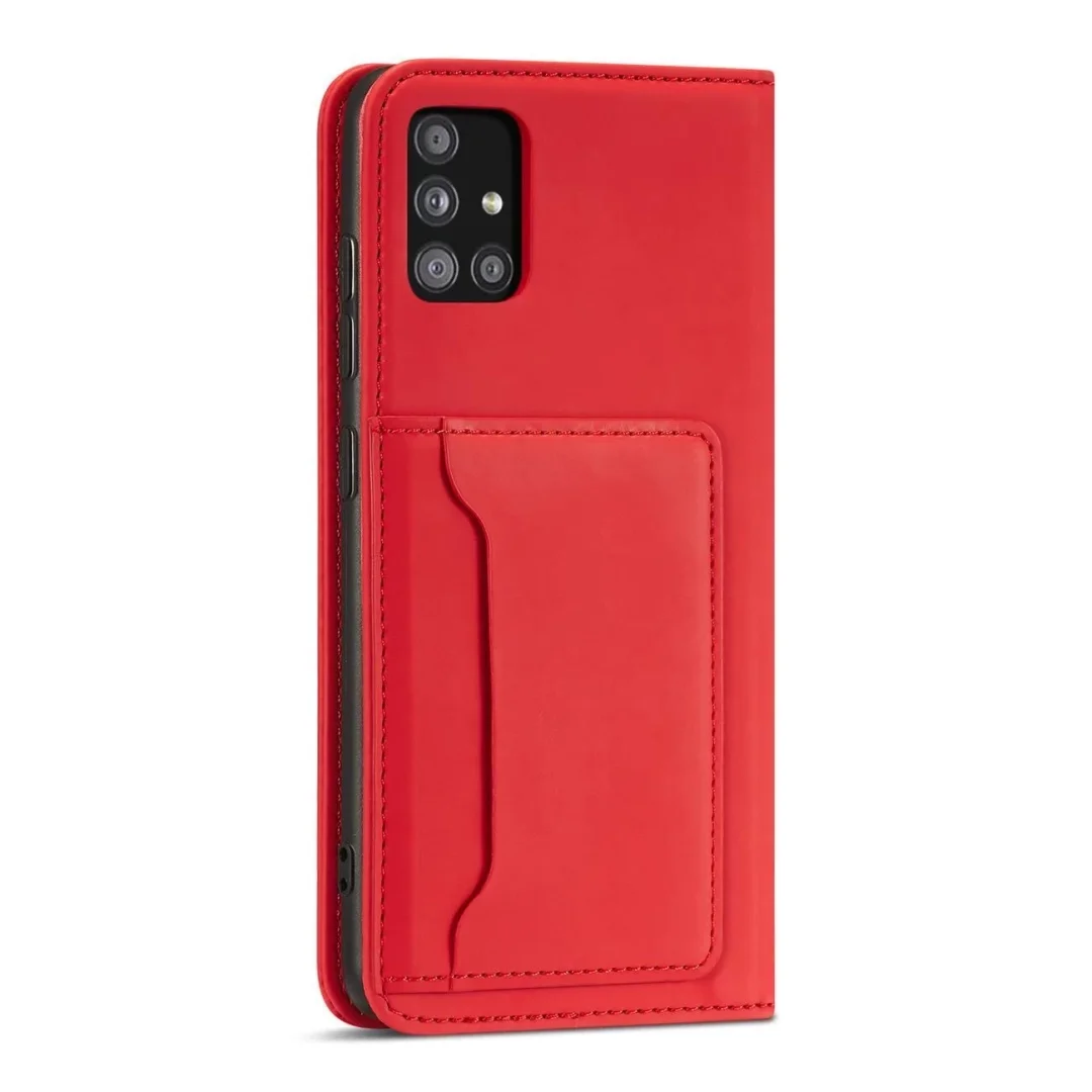 Magnet Card Case etui do Xiaomi Redmi Note 11 pokrowiec portfel na karty kartę podstawka czerwony - 20