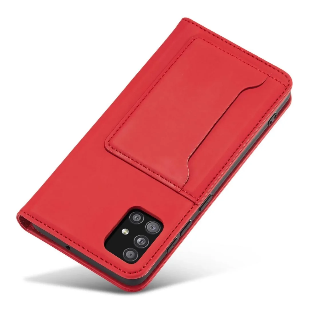 Magnet Card Case etui do Xiaomi Redmi Note 11 pokrowiec portfel na karty kartę podstawka czerwony - 21