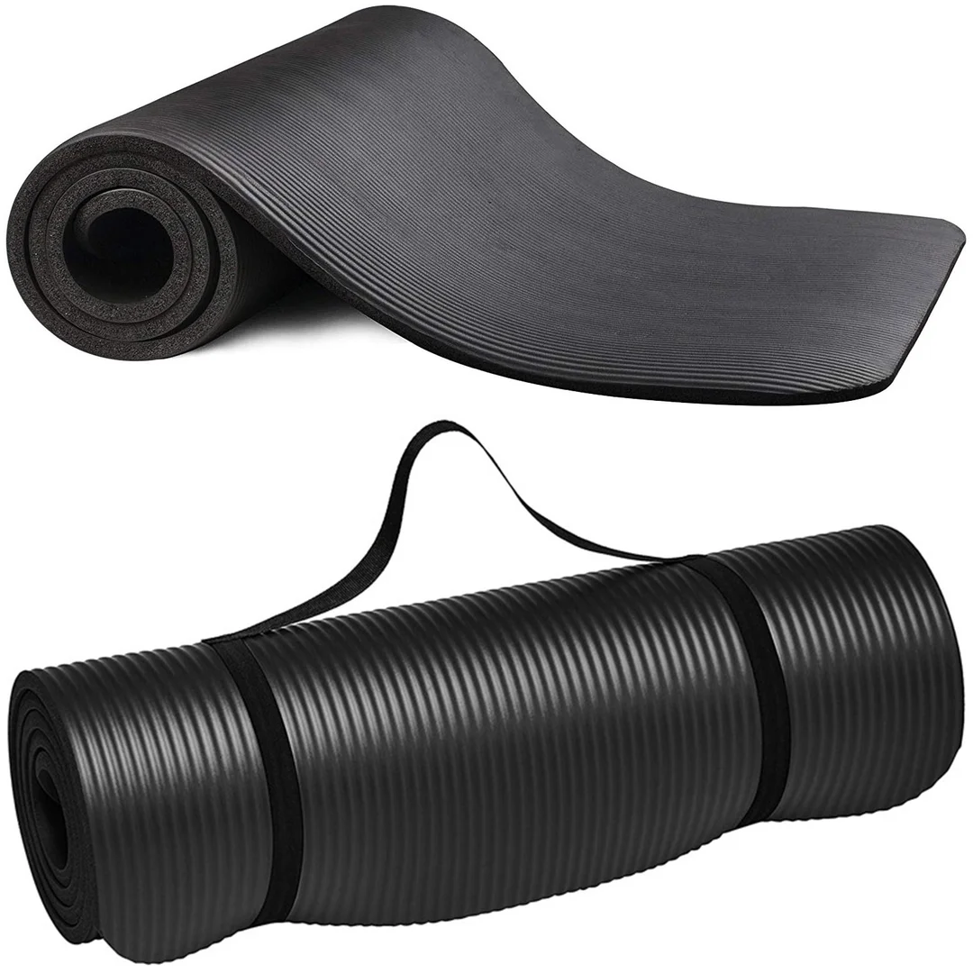 Mata do ćwiczeń Jogi Fitness Pilatesu gimnastyczna 185x58 1cm Alogy antypoślizgowa wodoodporna Czarna - 17