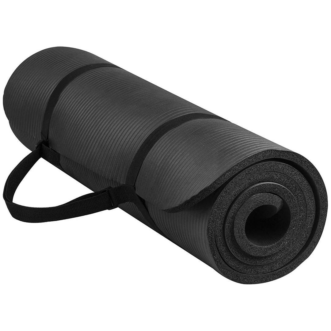 Mata do ćwiczeń Jogi Fitness Pilatesu gimnastyczna 185x58 1cm Alogy antypoślizgowa wodoodporna Czarna - 23