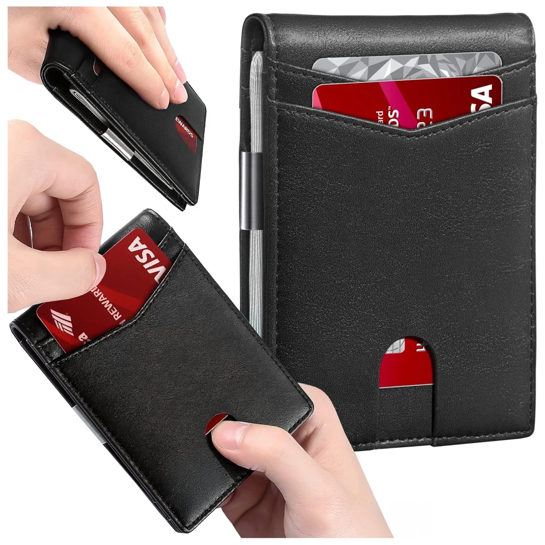 Portfel RFID Etui ochronne blokujące sygnał na karty dokumenty cienki Alogy Small męski damski Wallet Czarny - 38
