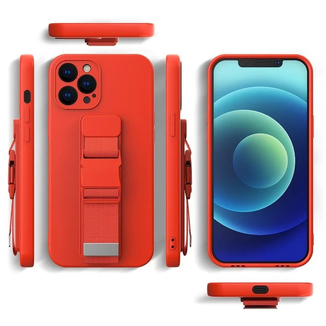 Rope Case silikonowe etui ze smyczą torebka smycz pasek do Samsung Galaxy S21 FE granatowy - 19