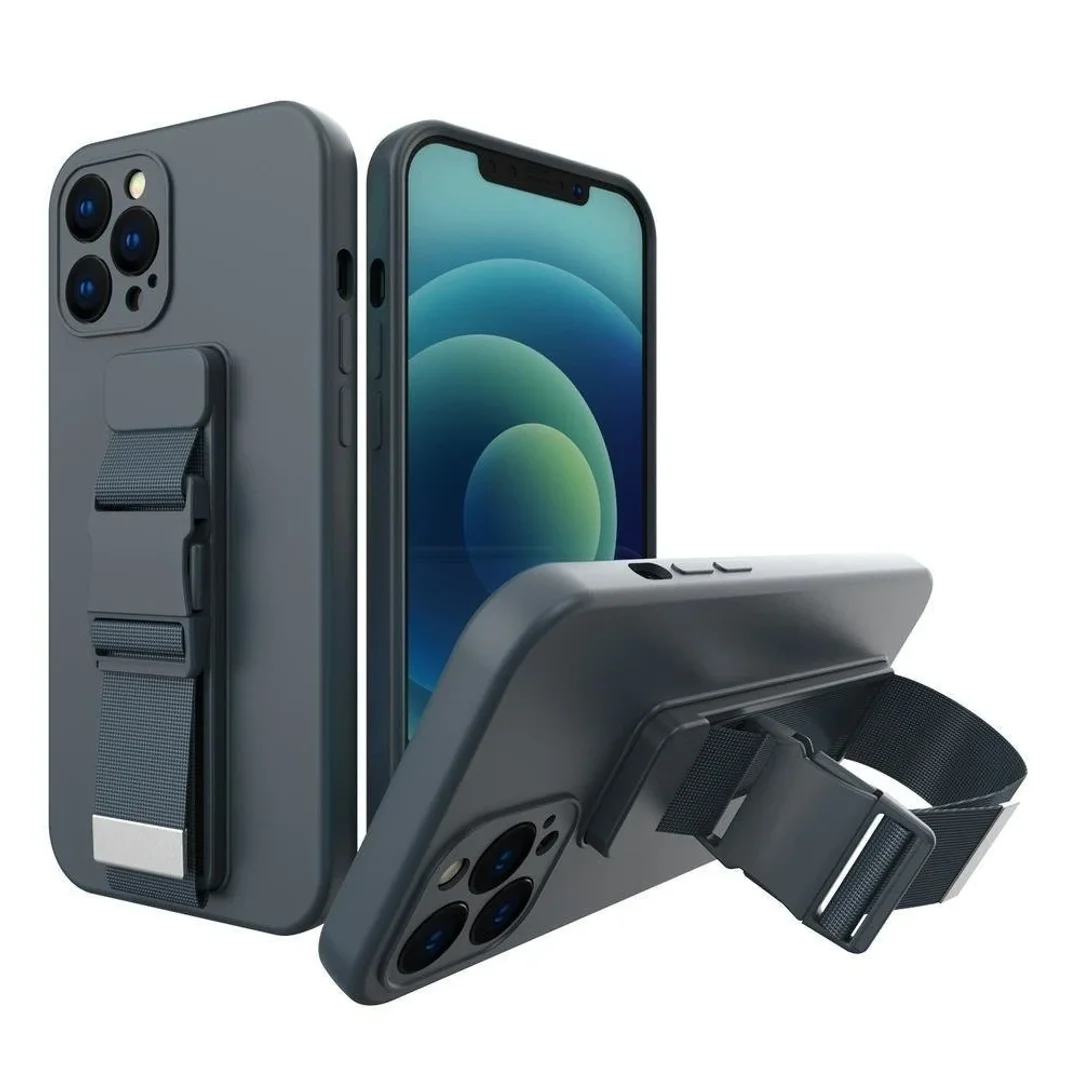 Rope Case silikonowe etui ze smyczą torebka smycz pasek do Samsung Galaxy S21 FE granatowy - 20