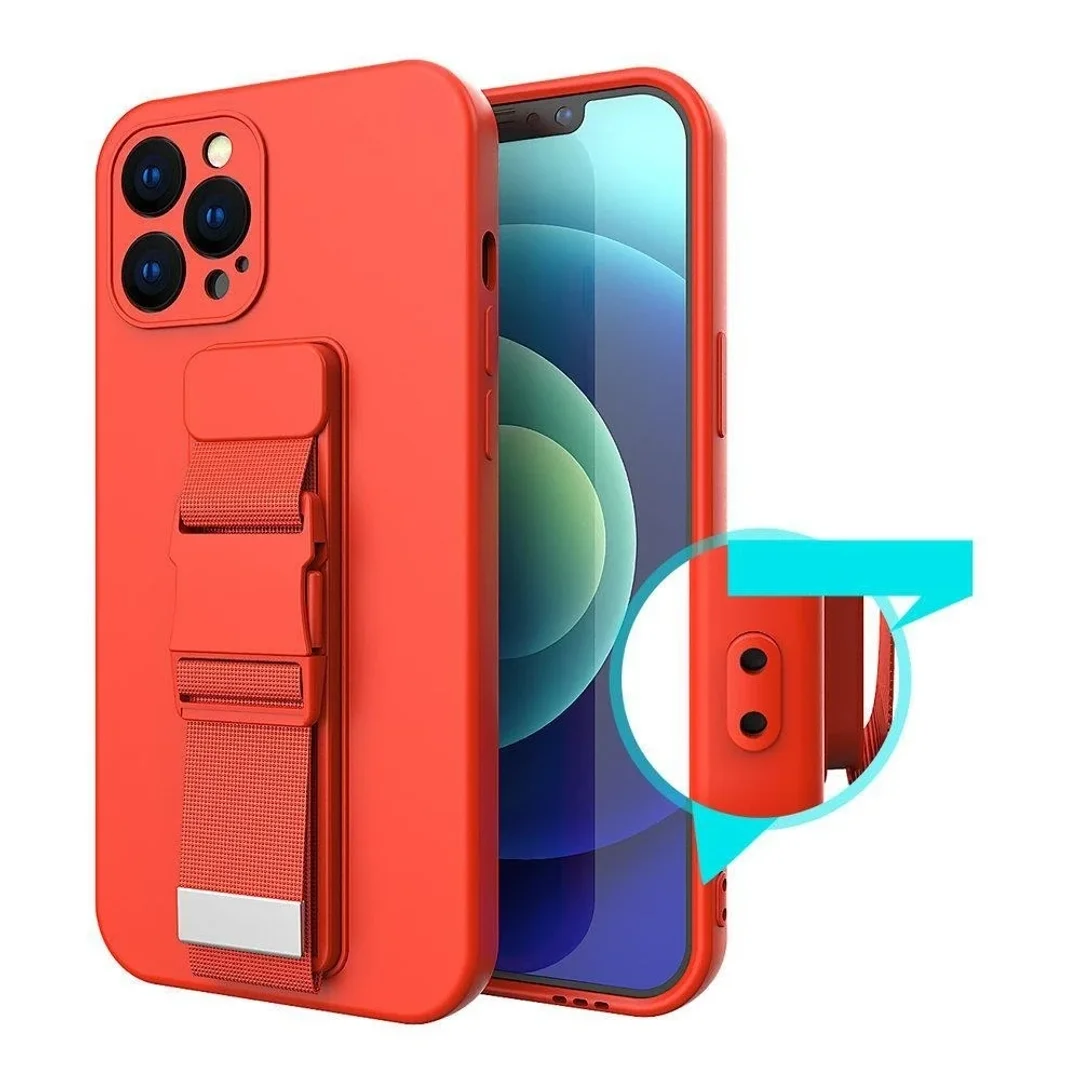 Rope Case silikonowe etui ze smyczą torebka smycz pasek do Samsung Galaxy S21 FE granatowy - 25