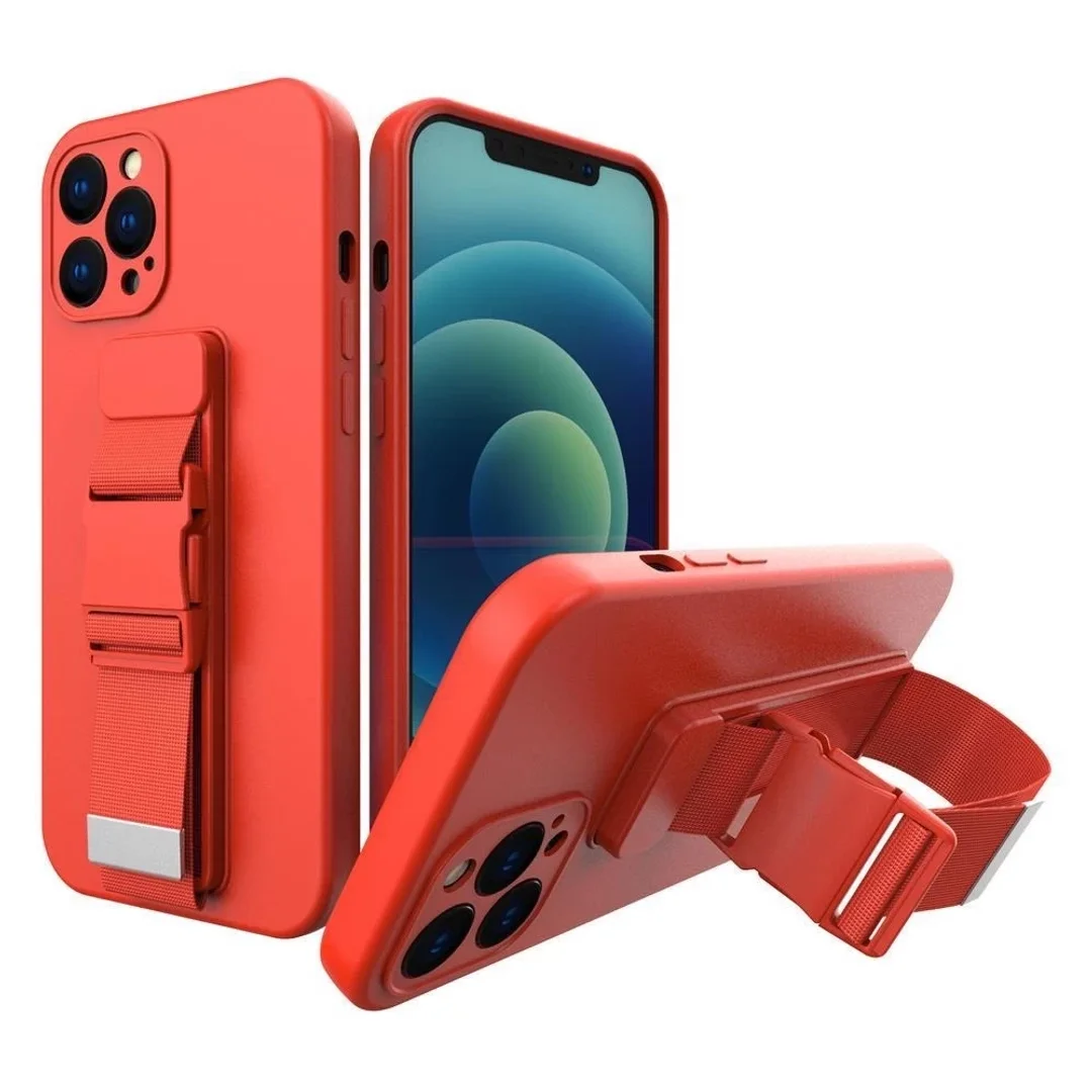 Rope Case silikonowe etui ze smyczą torebka smycz pasek do Samsung Galaxy S22 Ultra czerwony - 20