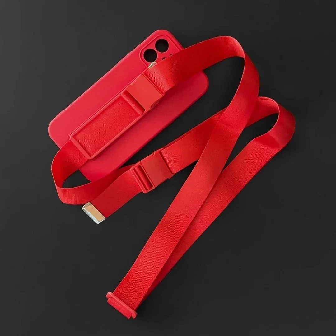 Rope Case silikonowe etui ze smyczą torebka smycz pasek do Samsung Galaxy S22 Ultra czerwony - 34