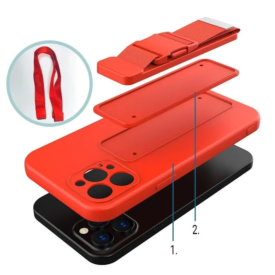 Rope Case silikonowe etui ze smyczą torebka smycz pasek do Samsung Galaxy S22 Ultra czerwony - 26