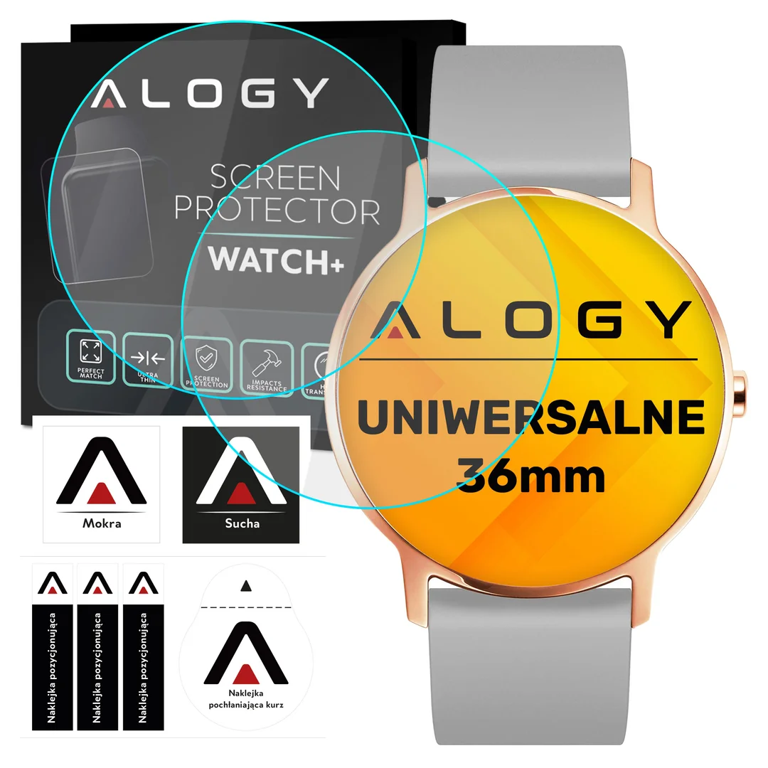 2x Szkło Hartowane na smartwatch watch zegarek uniwersalne 36mm średnica ochronne Alogy Screen Protector Watch+ - 1