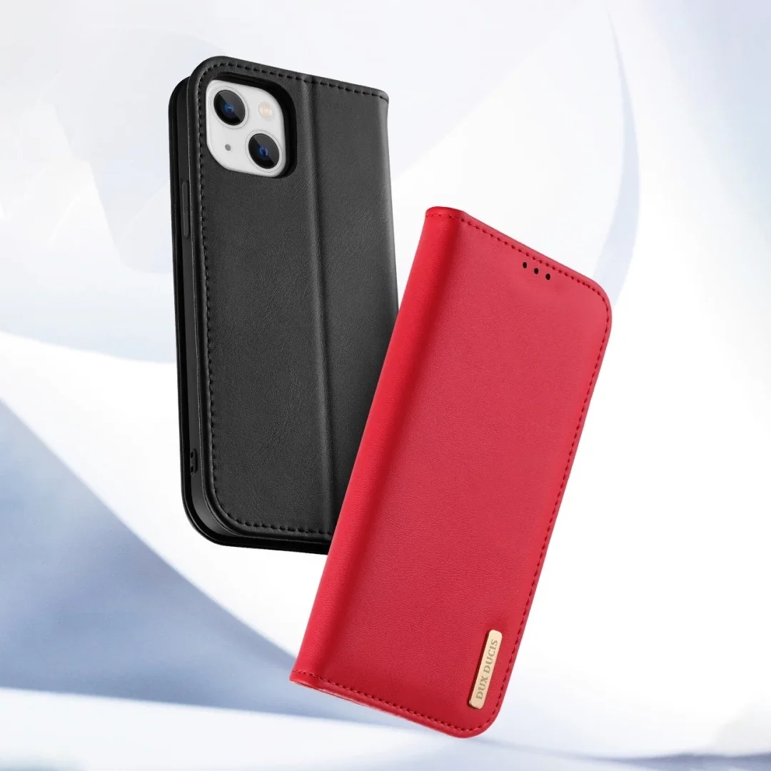 Dux Ducis Hivo skórzane etui z klapką pokrowiec ze skóry naturalnej portfel na karty i dokumenty iPhone 14 Plus czarny - 15