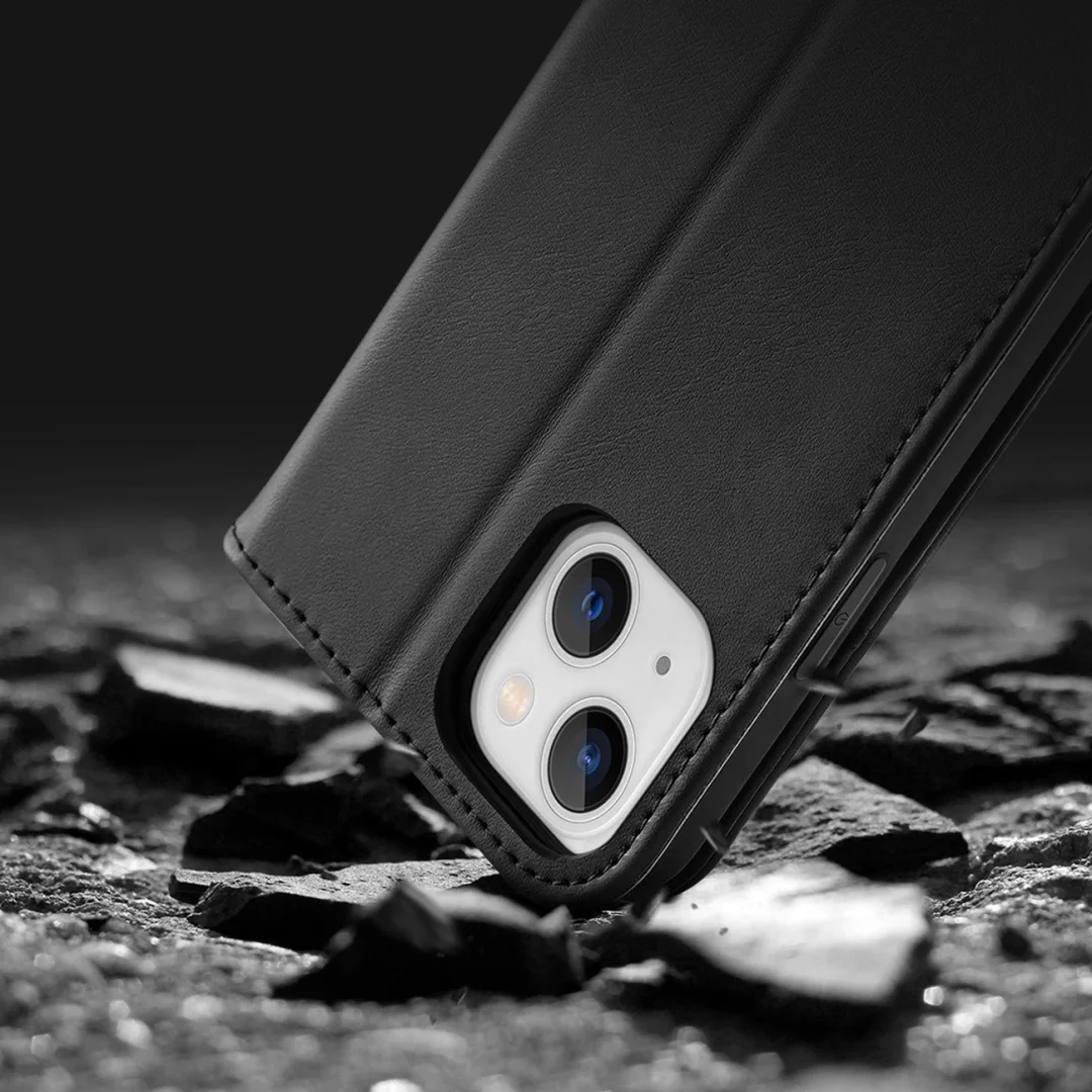 Dux Ducis Hivo skórzane etui z klapką pokrowiec ze skóry naturalnej portfel na karty i dokumenty iPhone 14 Plus czarny - 19