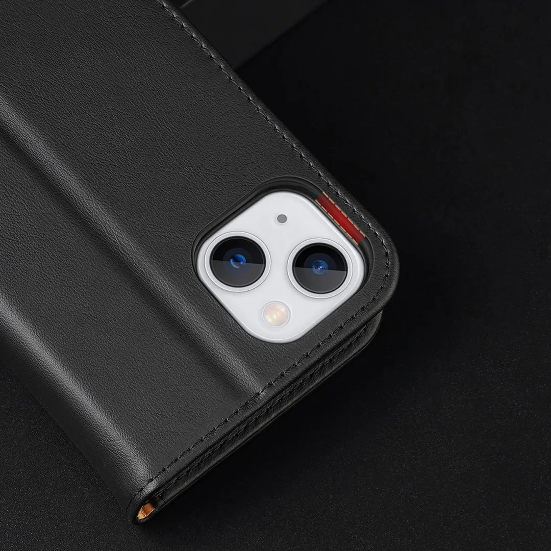 Dux Ducis Hivo skórzane etui z klapką pokrowiec ze skóry naturalnej portfel na karty i dokumenty iPhone 14 Plus czarny - 21