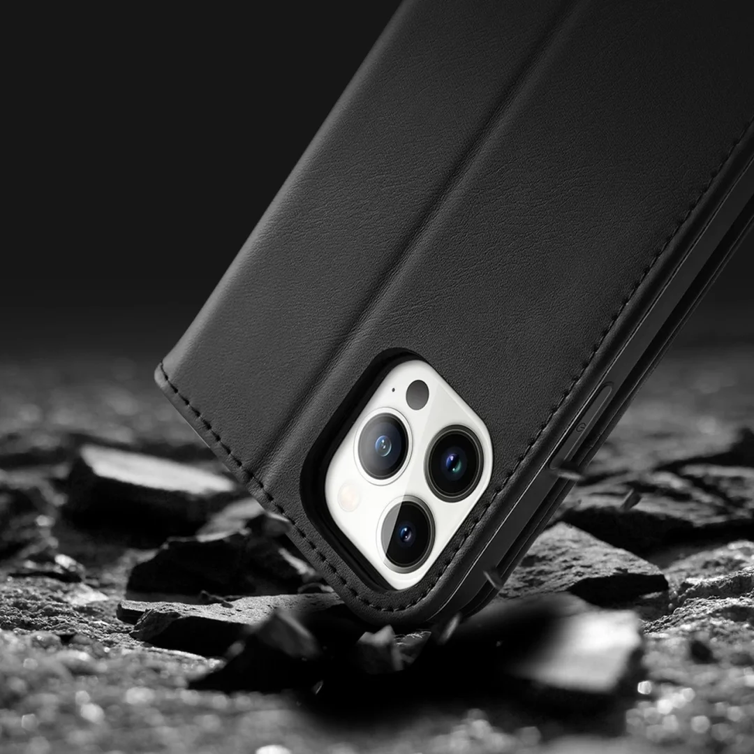 Dux Ducis Hivo skórzane etui z klapką pokrowiec ze skóry naturalnej portfel na karty i dokumenty iPhone 14 Pro brązowy - 15