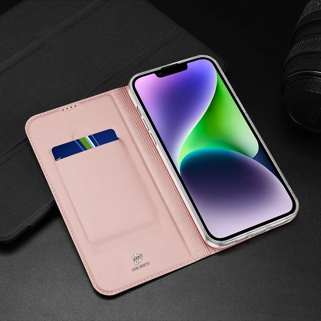 Etui do iPhone 15 Plus pokrowiec z klapką i portfelem Dux Ducis Skin Pro - niebieskie - 15