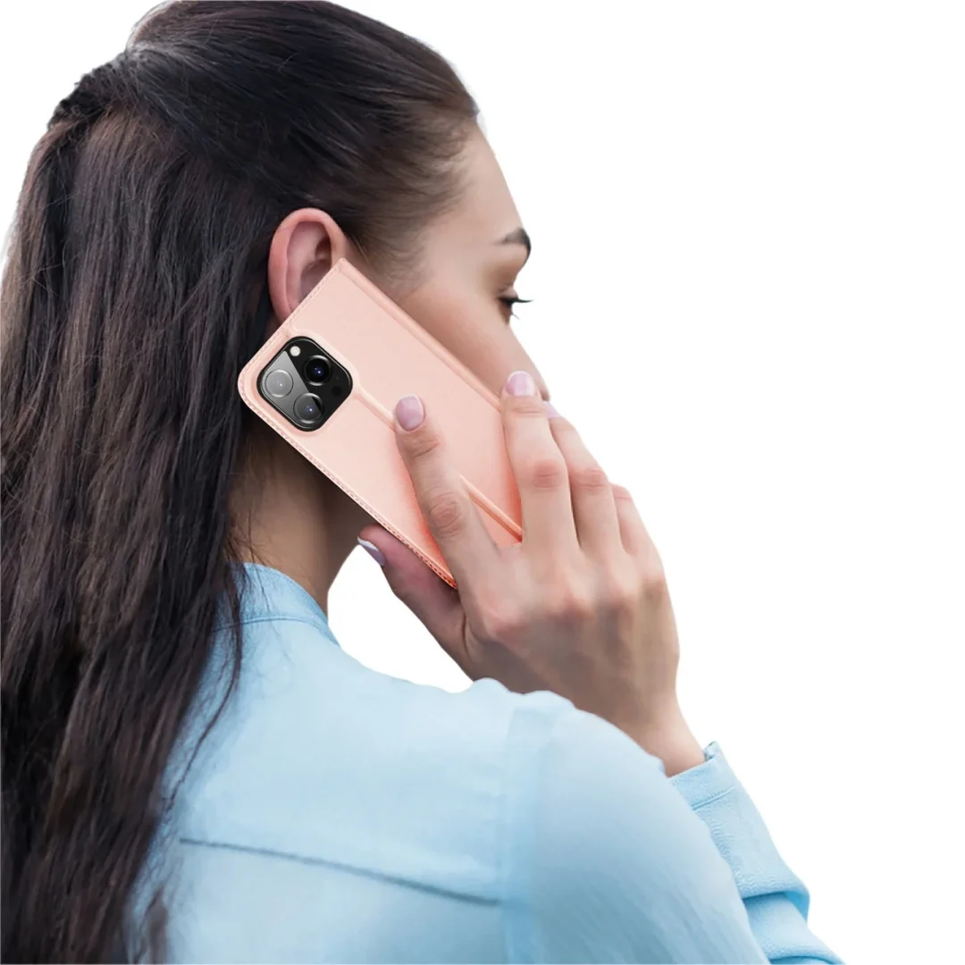 Etui do iPhone 15 Pro pokrowiec z klapką i portfelem Dux Ducis Skin Pro - różowe - 11