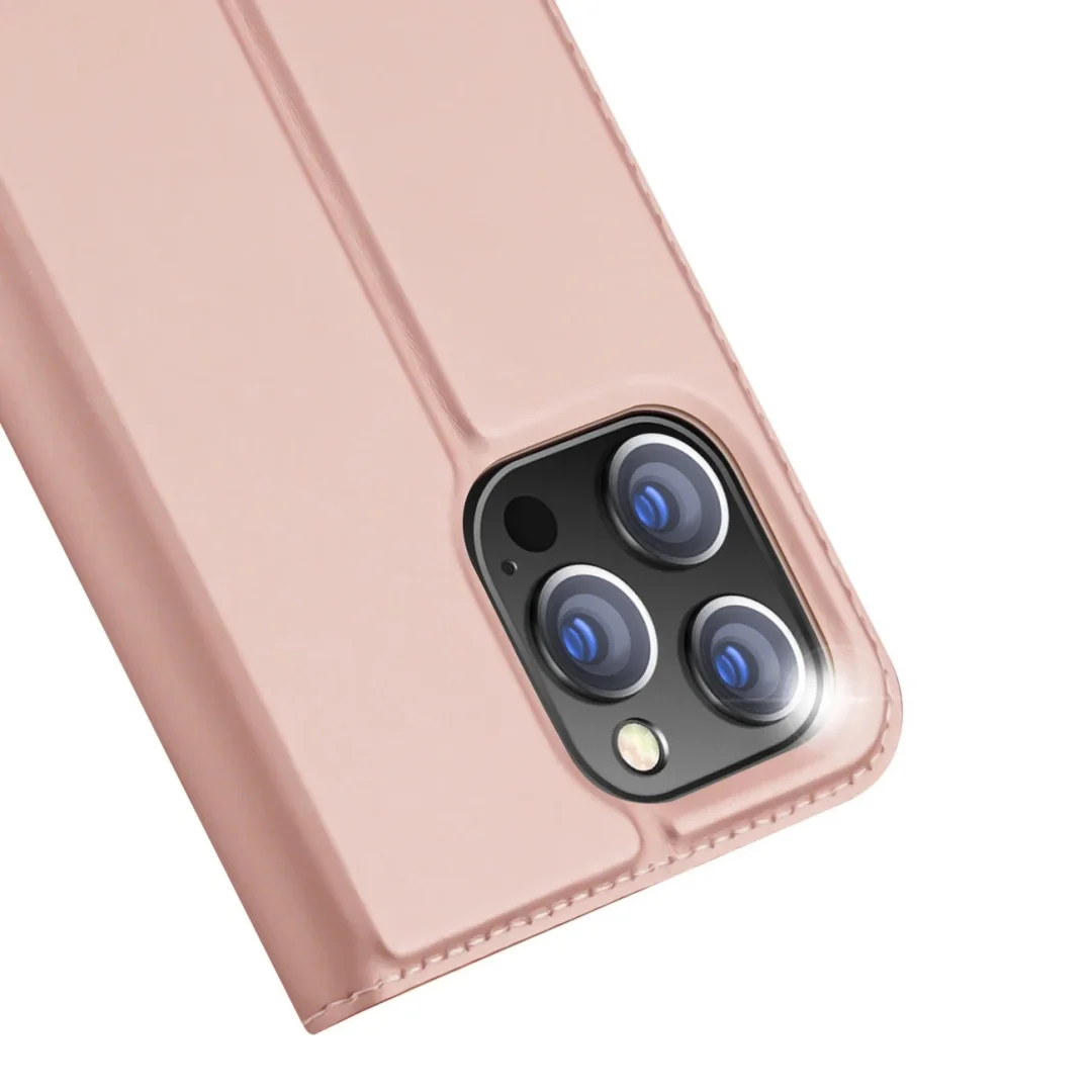 Etui do iPhone 15 Pro pokrowiec z klapką i portfelem Dux Ducis Skin Pro - różowe - 3