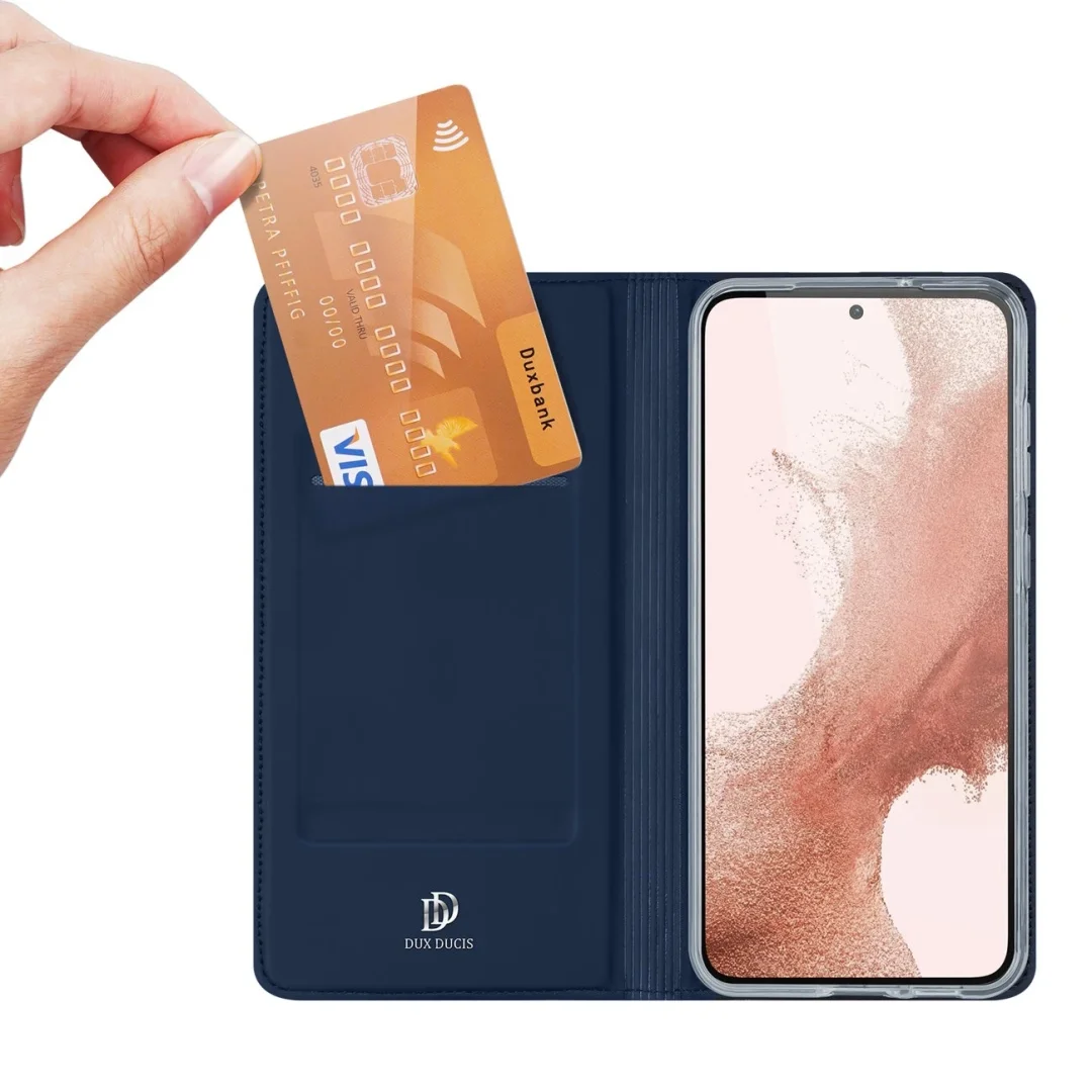 Etui ochronne na telefon Dux Ducis Skin Pro do Samsung Galaxy S23+ pokrowiec z klapką portfel na kartę podstawka niebieskie - 2