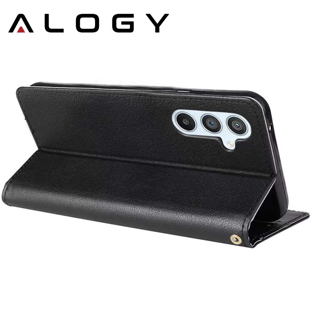 Etui ochronne z klapką skórzany portfel Alogy Wallet Case obudowa na telefon do Samsung Galaxy A34 5G Czarne - 7