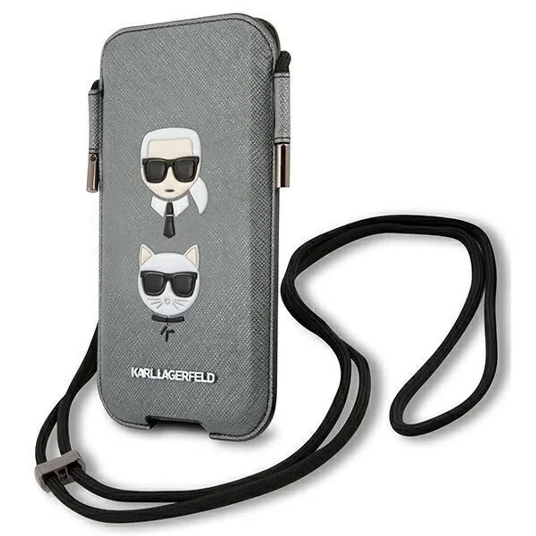 Karl Lagerfeld Torebka KLHCP12MOPHKCG 6,1" szary/grey hardcase Saffiano Ikonik Karl&Choupette Head - 2