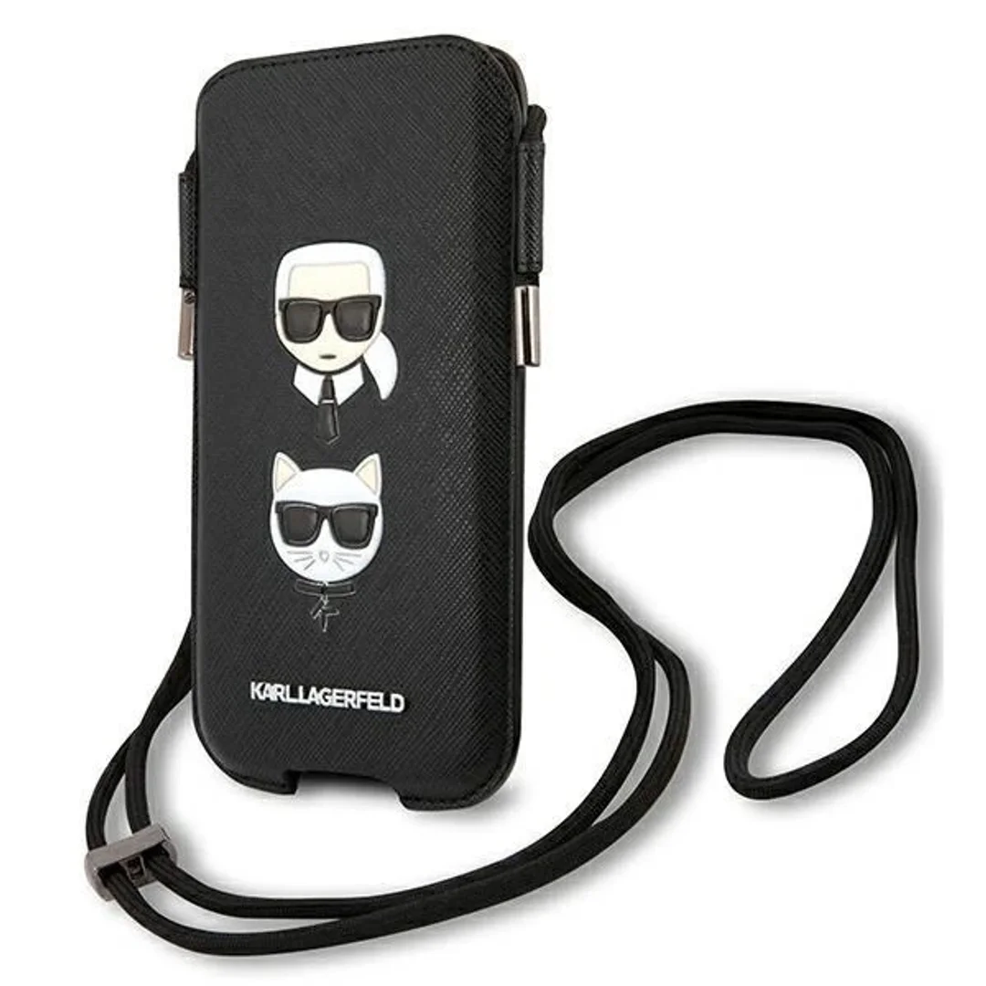Karl Lagerfeld Torebka KLHCP12MOPHKCK 6,1" czarny/black hardcase Saffiano Ikonik Karl&Choupette Head - 1