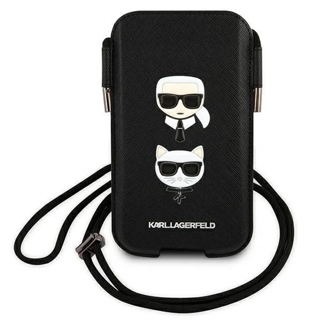 Karl Lagerfeld Torebka KLHCP12MOPHKCK 6,1" czarny/black hardcase Saffiano Ikonik Karl&Choupette Head - 2