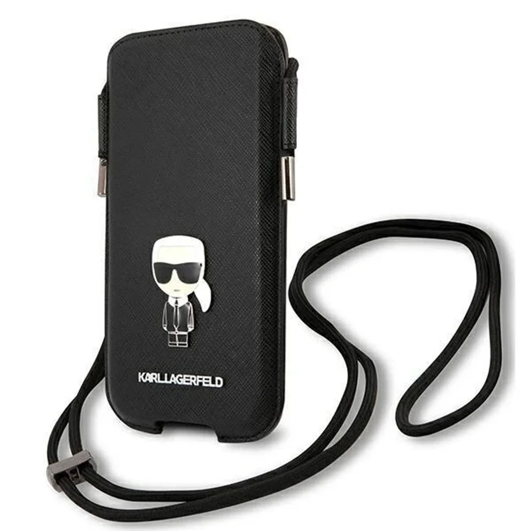 Karl Lagerfeld Torebka KLHCP12MOPHKMK 6,1" czarny/black hardcase Saffiano Ikonik Karl`s - 1