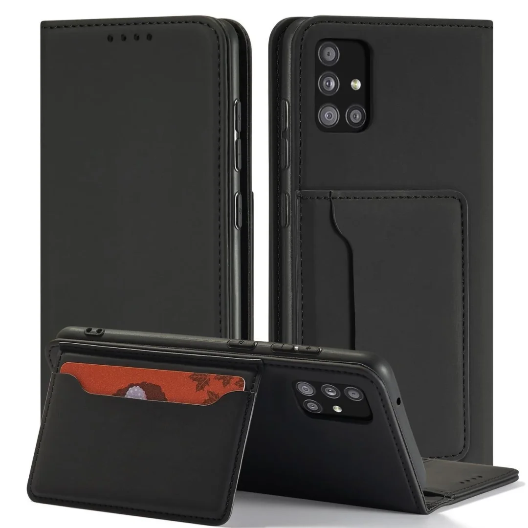 Magnet Card Case etui do Samsung Galaxy A12 5G pokrowiec portfel na karty kartę podstawka czarny - 3