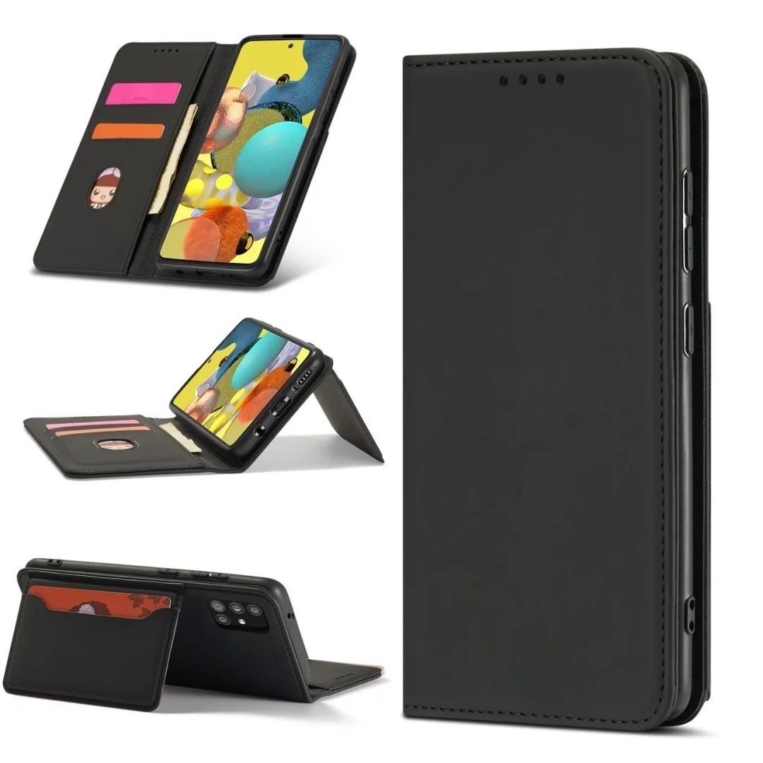 Magnet Card Case etui do Samsung Galaxy A12 5G pokrowiec portfel na karty kartę podstawka czarny - 5