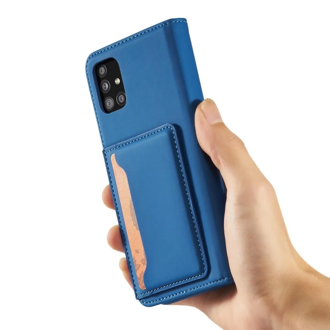 Magnet Card Case etui do Samsung Galaxy A12 5G pokrowiec portfel na karty kartę podstawka niebieski - 14