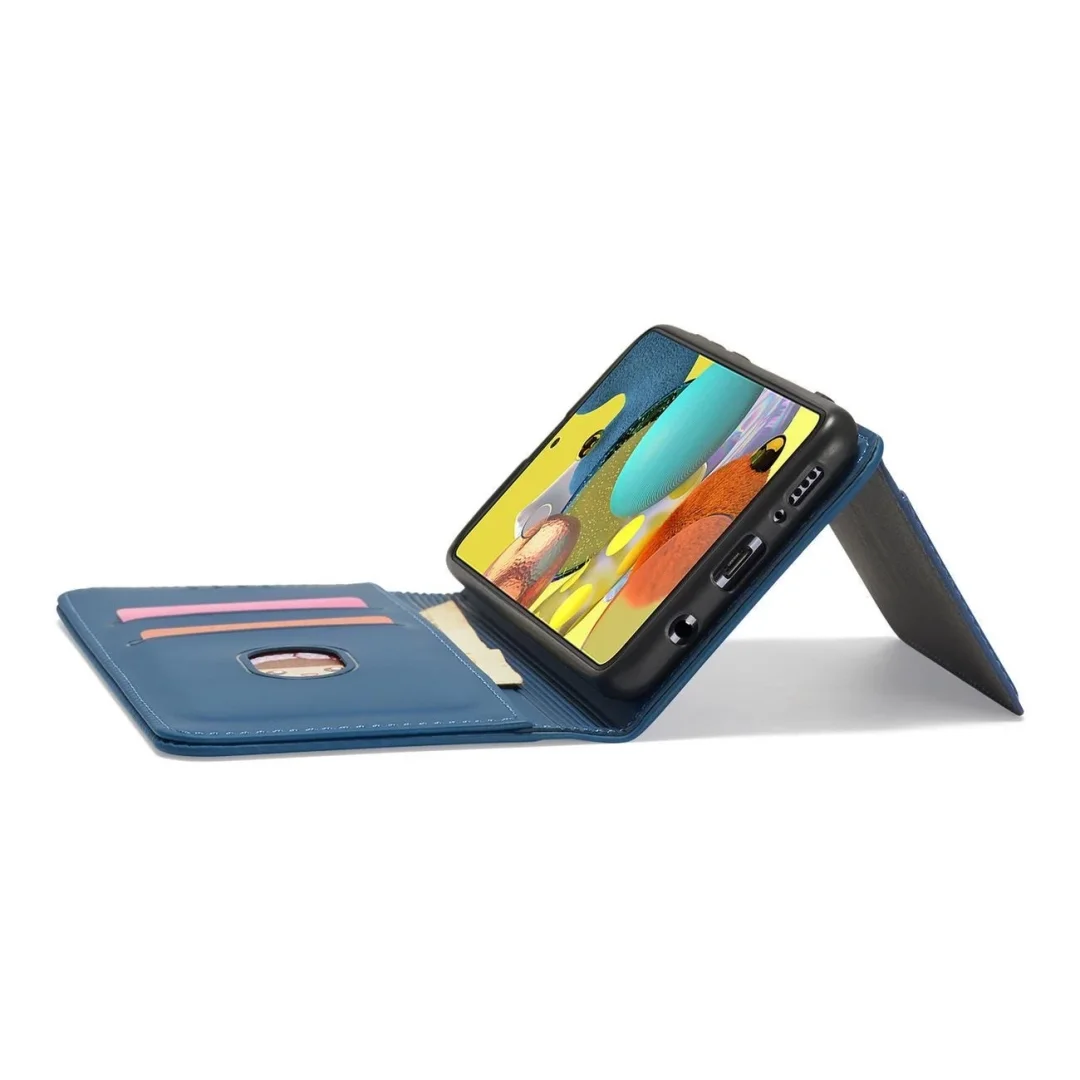 Magnet Card Case etui do Samsung Galaxy A12 5G pokrowiec portfel na karty kartę podstawka niebieski - 10