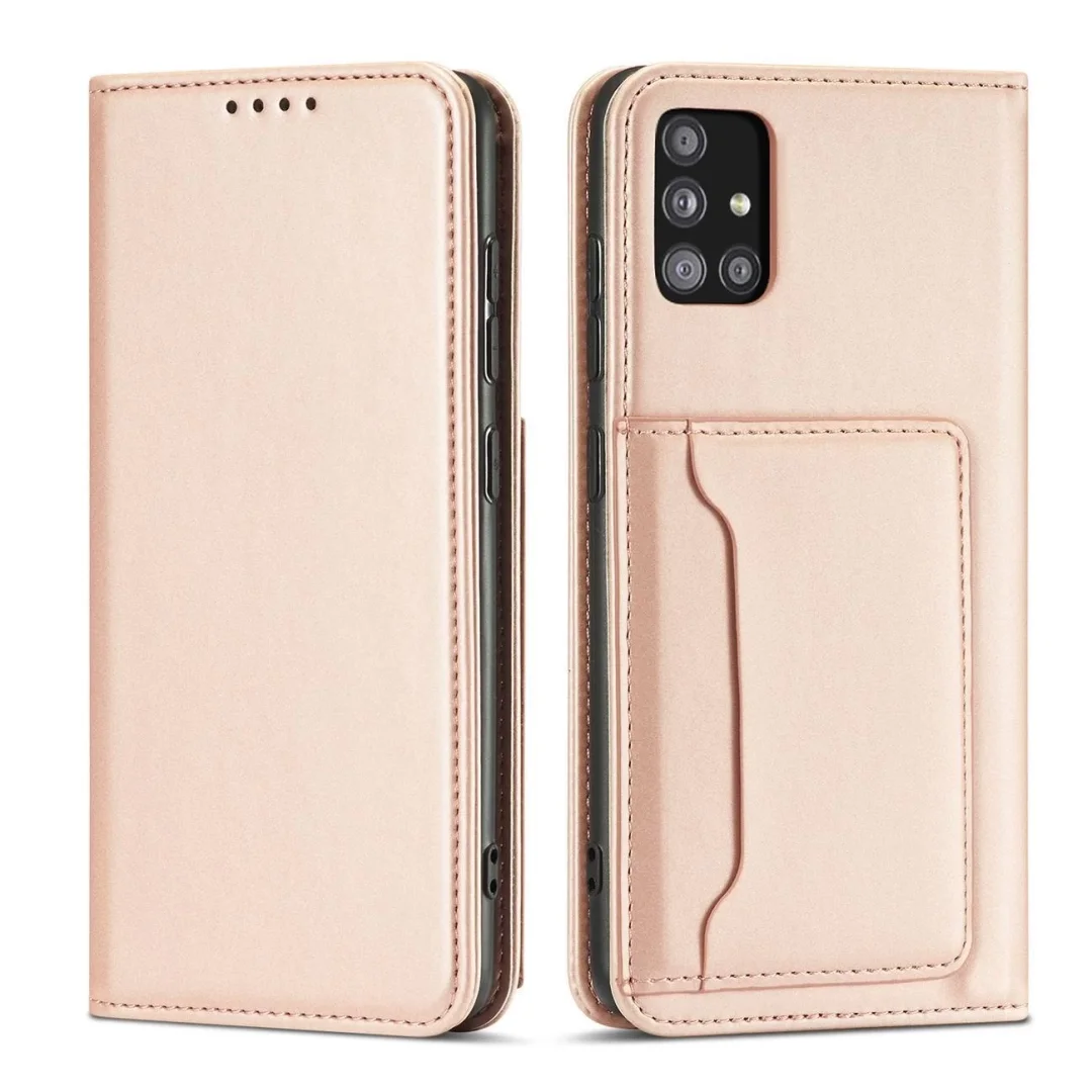 Magnet Card Case etui do Samsung Galaxy A13 5G pokrowiec portfel na karty kartę podstawka różowy - 1