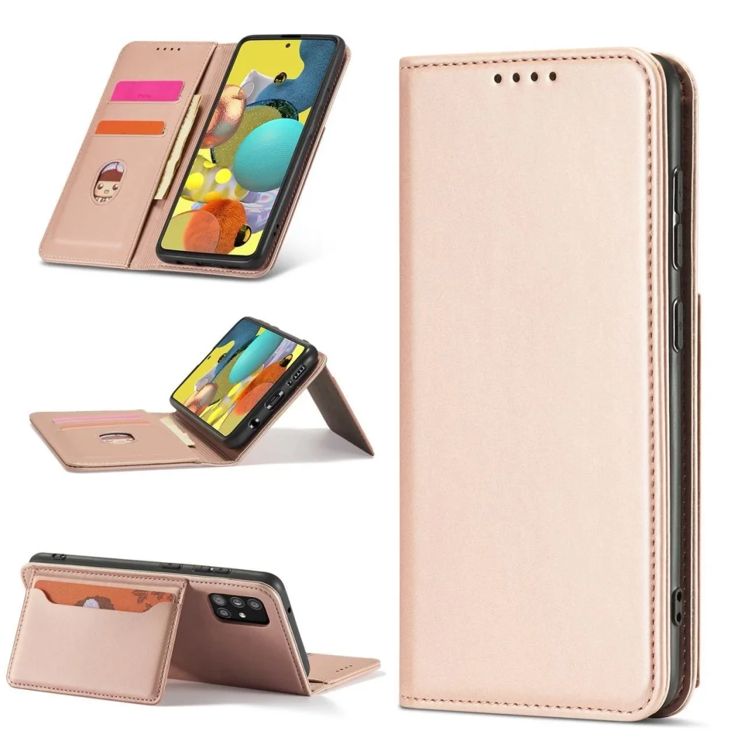 Magnet Card Case etui do Samsung Galaxy A13 5G pokrowiec portfel na karty kartę podstawka różowy - 3