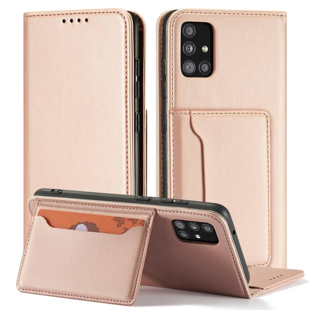Magnet Card Case etui do Samsung Galaxy A13 5G pokrowiec portfel na karty kartę podstawka różowy - 4