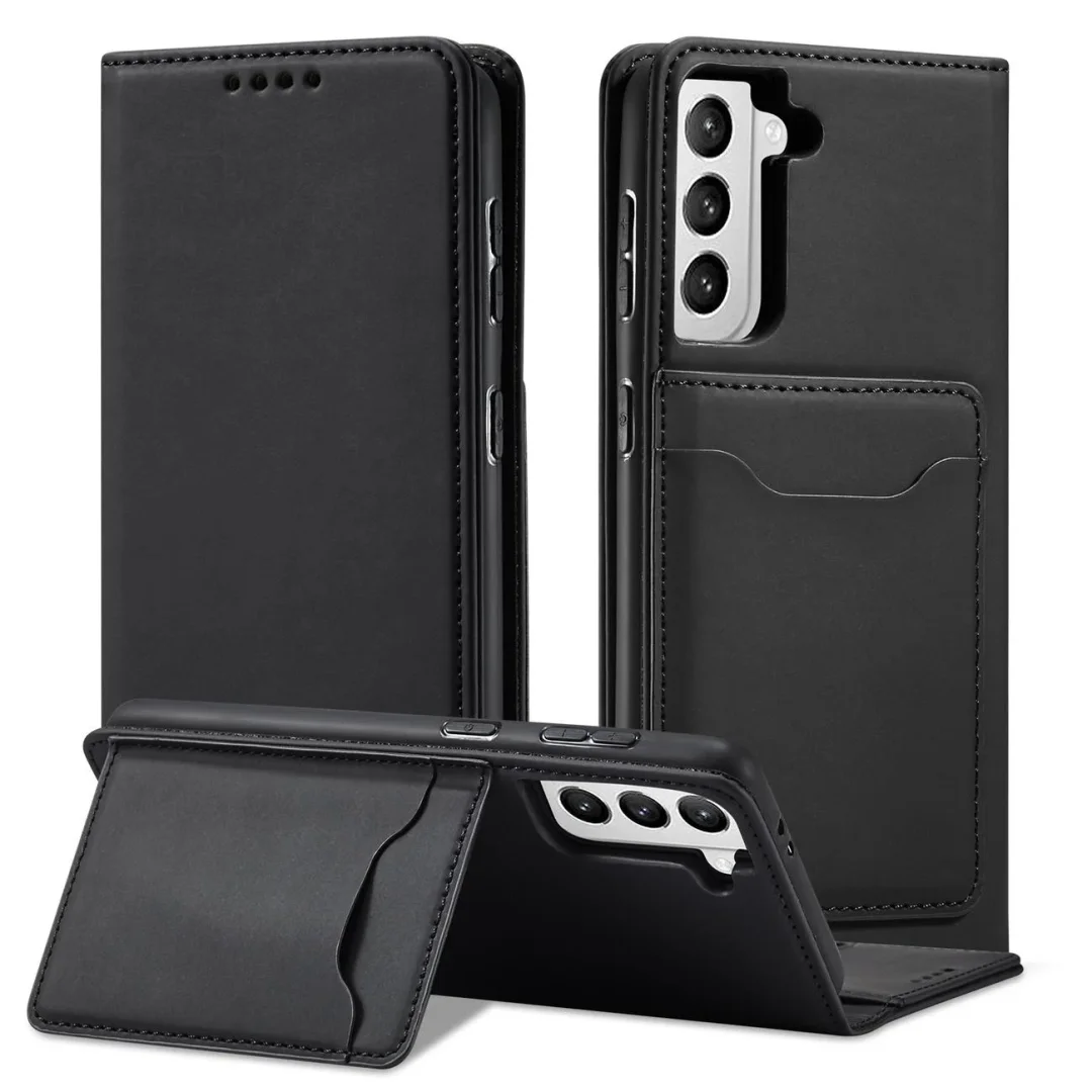 Magnet Card Case etui do Samsung Galaxy S22+ (S22 Plus) pokrowiec portfel na karty kartę podstawka czarny - 5