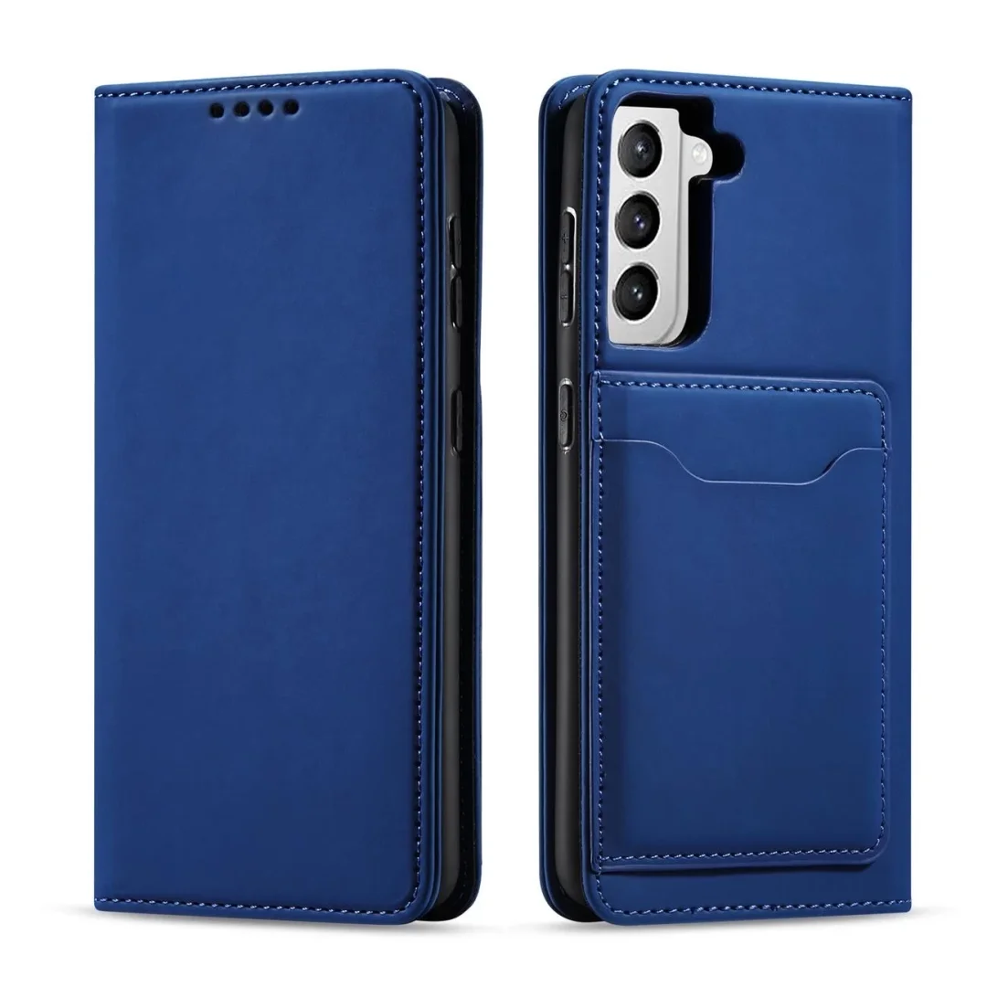 Magnet Card Case etui do Samsung Galaxy S22+ (S22 Plus) pokrowiec portfel na karty kartę podstawka niebieski - 1