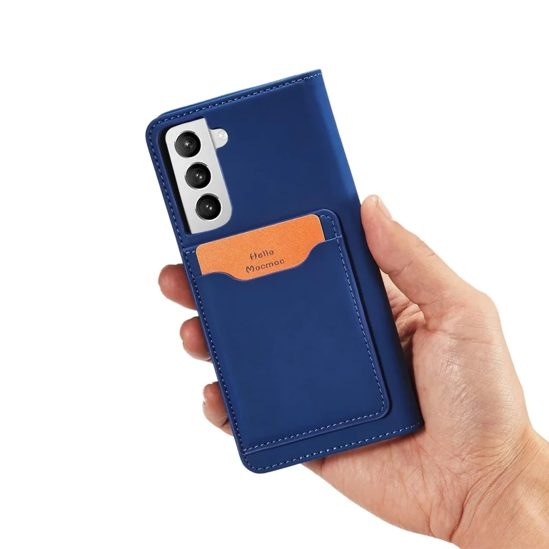 Magnet Card Case etui do Samsung Galaxy S22+ (S22 Plus) pokrowiec portfel na karty kartę podstawka niebieski - 10