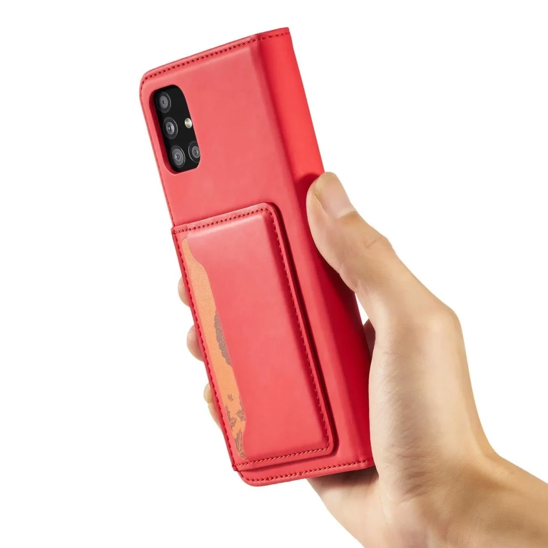 Magnet Card Case etui do Xiaomi Redmi Note 11 pokrowiec portfel na karty kartę podstawka czerwony - 14
