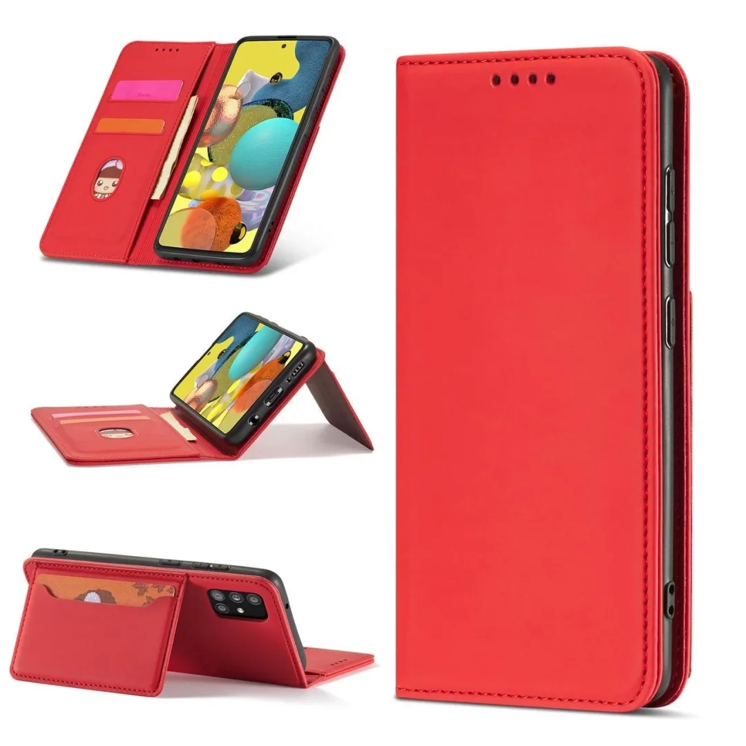 Magnet Card Case etui do Xiaomi Redmi Note 11 pokrowiec portfel na karty kartę podstawka czerwony - 3